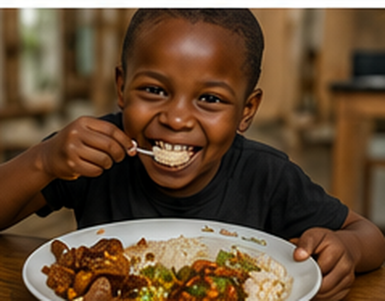Child eating a nutritious meal